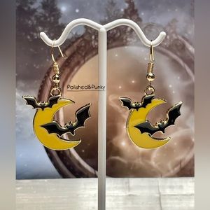 Bat Earrings ~  moon Earrings ~ Halloween Earrings ~ in Gift Box